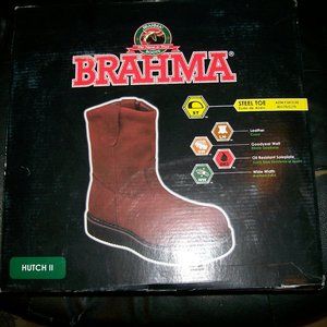 Men's Brahma Steel Toed Brown Leather Boots Size 9.5 Wide